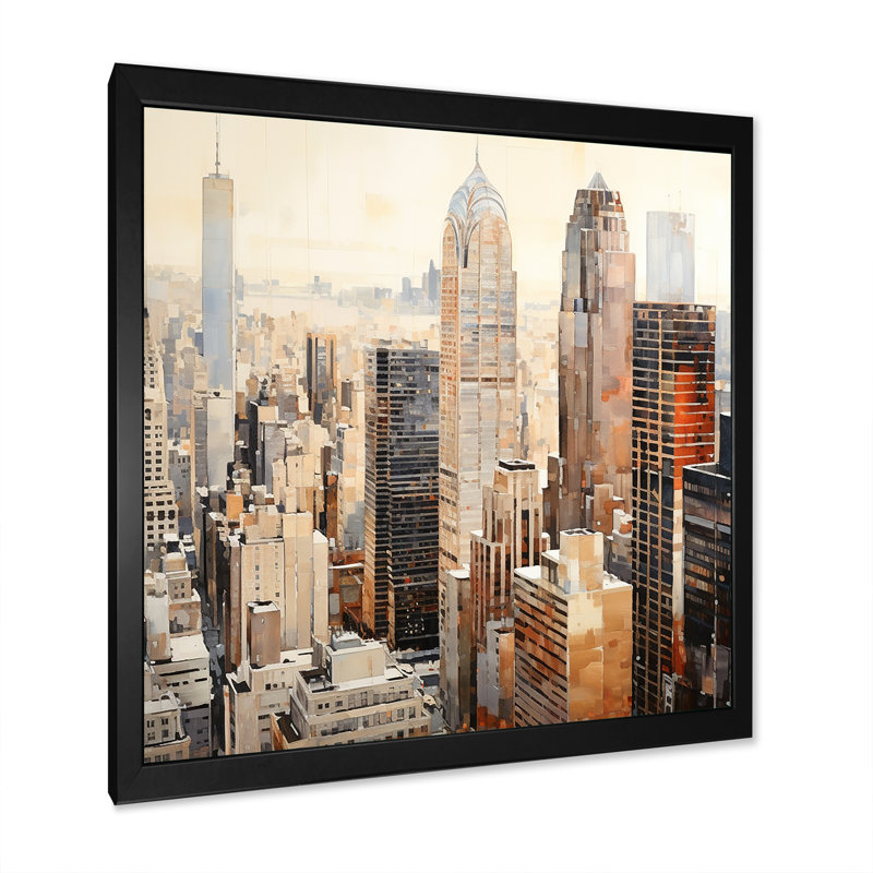 Ivory Infinity Skyscraper Cityscape - impression, Cadre simple noir, H 16 po x l 16 po x P 1 po