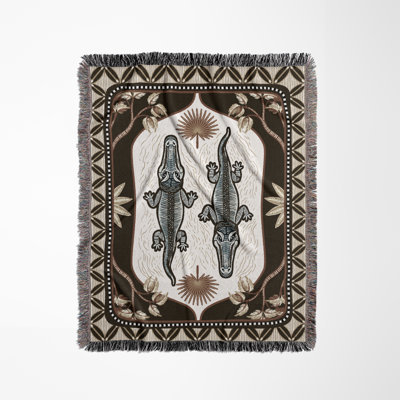 Crito Crocodile Cotton Blend Blanket Throw