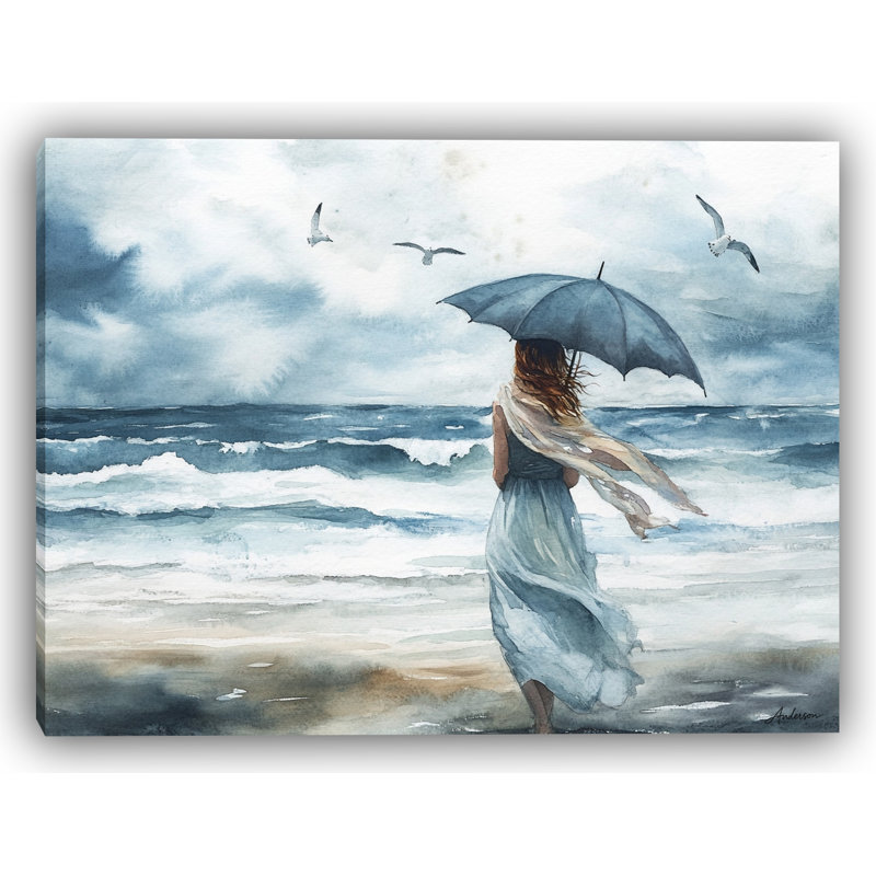Seaside Reflections - Toile élégante à l'aquarelle, H 36 po x l 48 po