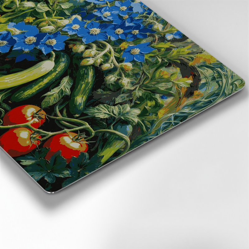 Légumes fleurs de bourrache, art mural en métal bleu, H 20 po x l 24 po