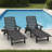 Outdoor Wood Texture Reclining Lounge Chaise With Wheels & Cup Holder-90441924