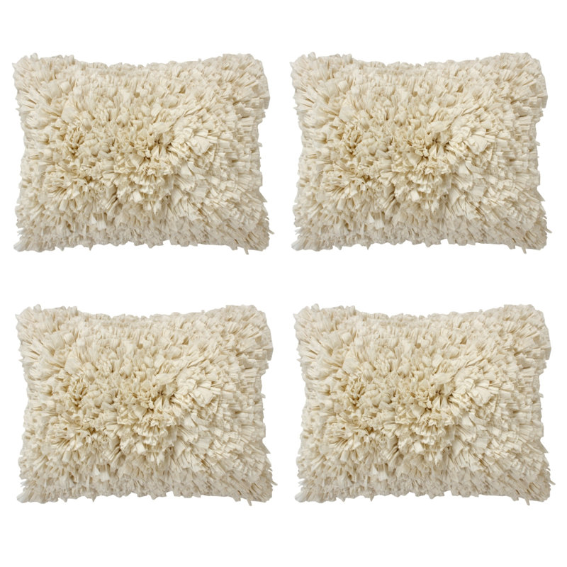 Coussin décoratif en coton, Ivoire, 14 po x 20 po