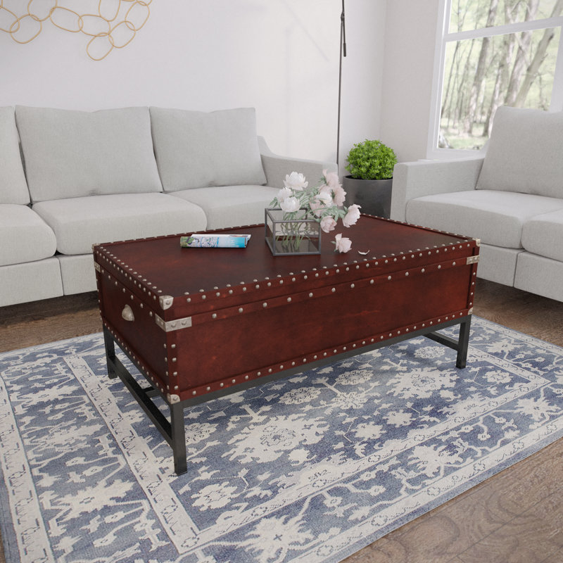 Table basse à quatre pieds avec plateau relevable et rangement Adeem