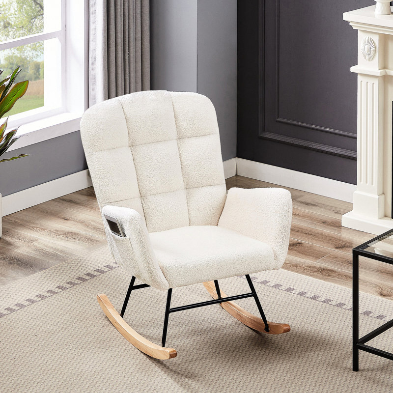 Fauteuil berçant crème blanc Teddy
