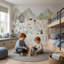 Papier peint aquarelle, paysage, chambre d'enfant scandinave, animaux des bois-287426964-287426965