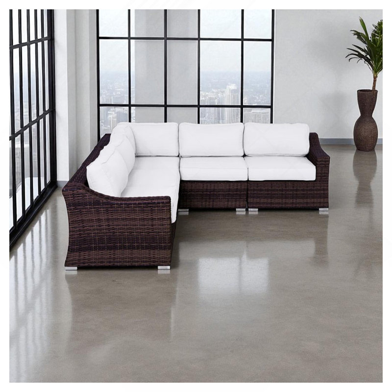 Outdoor Wicker Sofa Seating Group, Fully Assembled With Cushions