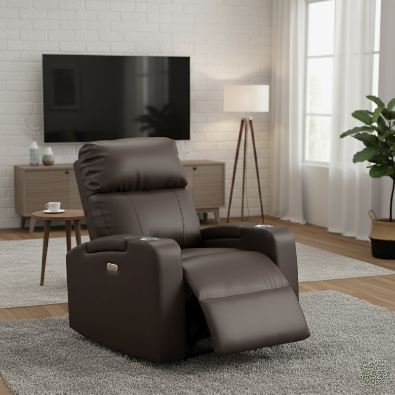 Tudor Faux Leather Power Recliner, Espresso Faux Leather