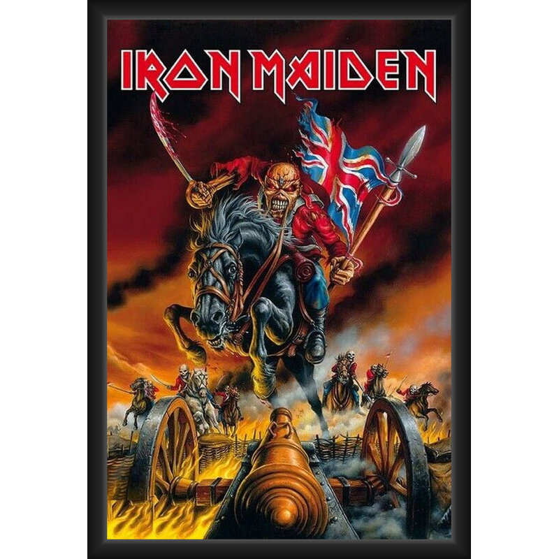 BUY ART FOR LESS Officially Licensed Iron Maiden - Maiden England - Framed Art Poster - 24 x 36 Inch - Sturdy Engineered Wood Frame with Plexi Glass - Ready to Hang