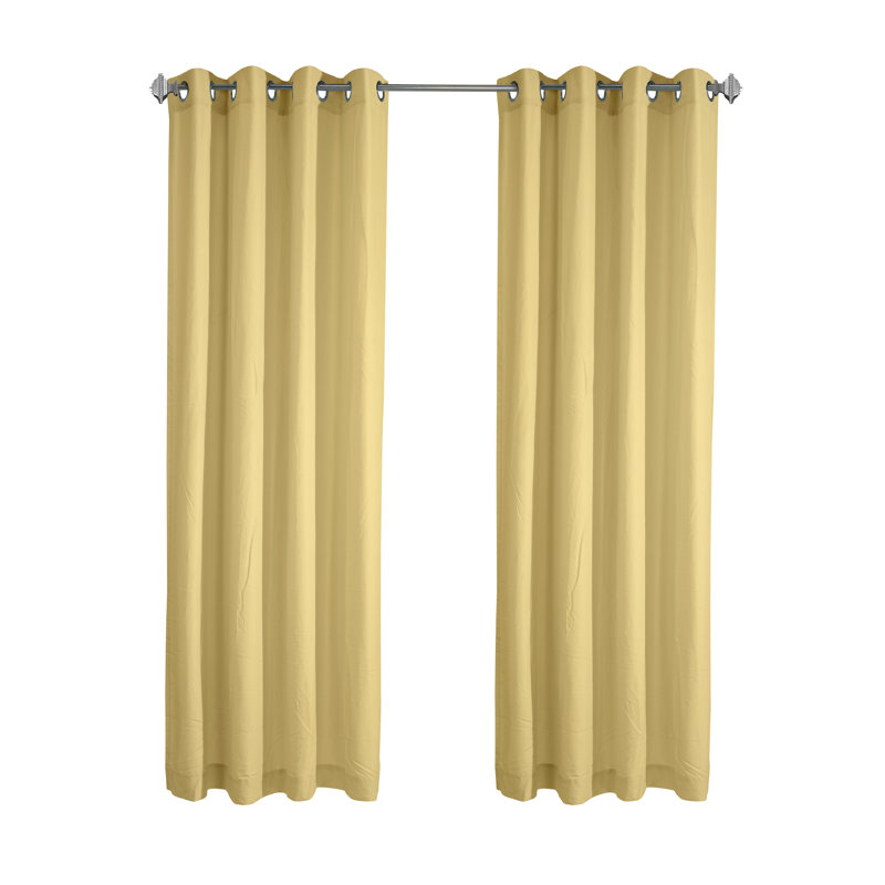 Philipsberg Solid Semi-Sheer Grommet Single Curtain Panel, 52" W x 63" L, Yellow