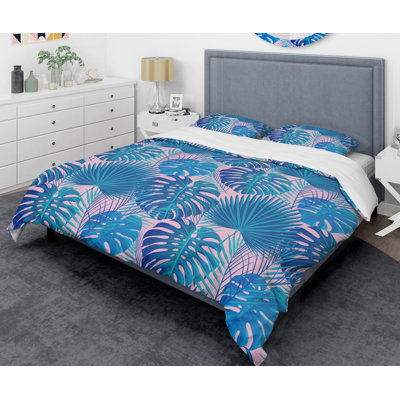 Coastal Polyester Twill Floral Duvet Cover