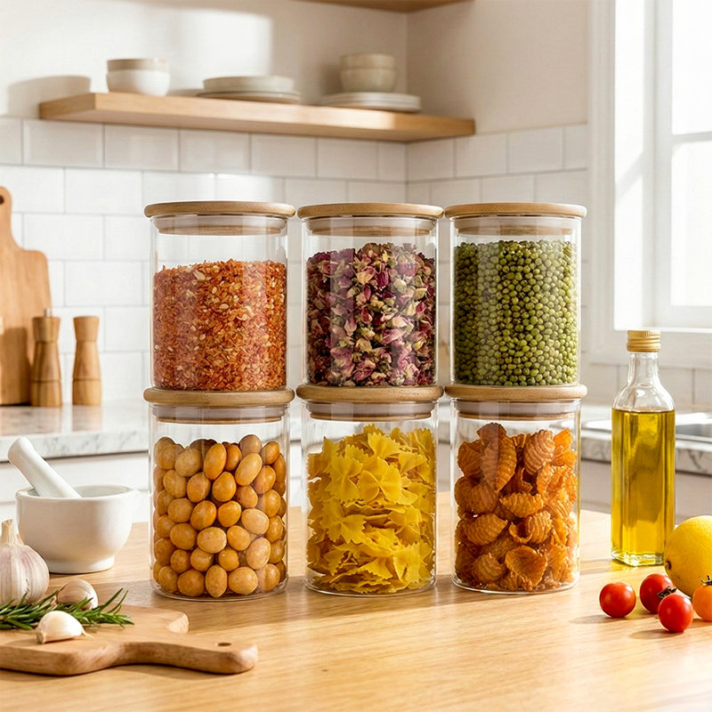 High Borosilicate Glass；Bamboo Chest / Box - Set of 6