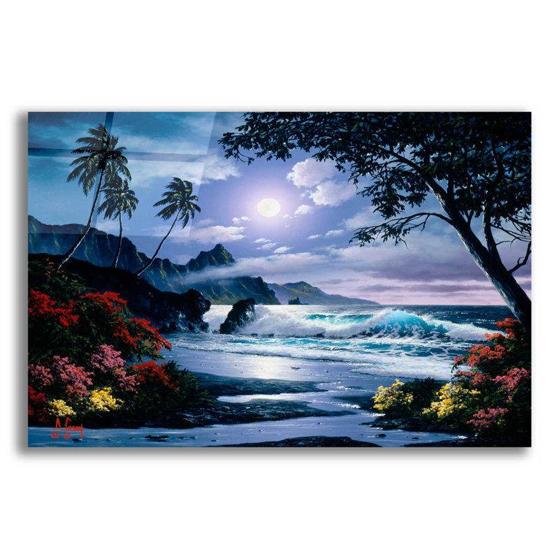 Highland Dunes 'Moonlight Waves' By Anthony Casay, Acrylic Glass Wall Art, 24"X16", H 16 po x l 24 po x P 0,2 po
