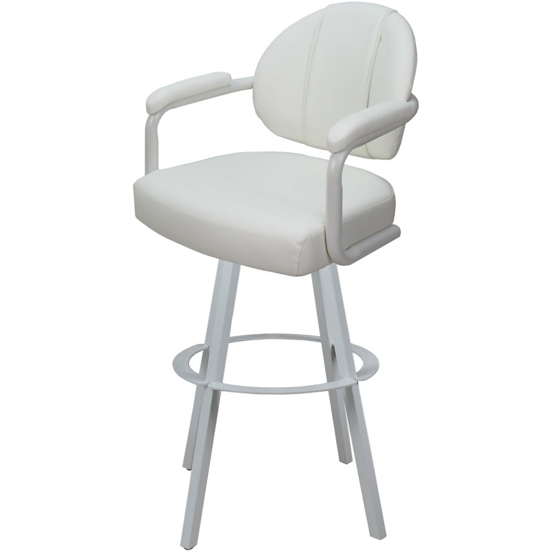Tabouret de comptoir pivotant en métal Lavenia - base Warren, Vinyle blanc / structure blanche