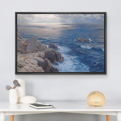 «Coastal Beach» IDÉE4WALL, reproduction d'art sur toile encadrée, pastel marin, océan, horizon, nature sauvage, illustrations, beaux-arts, paysage décoratif, détente / calme pour le salon, la chambre à coucher, le bureau, impression sur toile