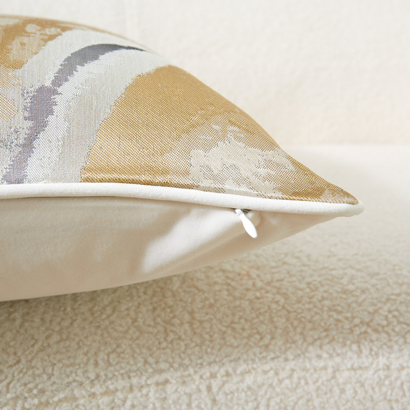 Housse de coussin réversible Abstract, Abstrait or et blanc, H 18 po x l 18 po