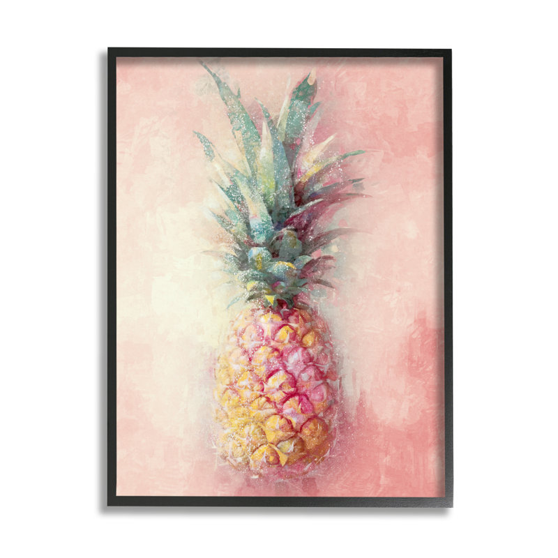 Az-986, reproduction encadrée «Tropical Glam Pineapple» par Ziwei Li, Giclée encadrée noir minuit