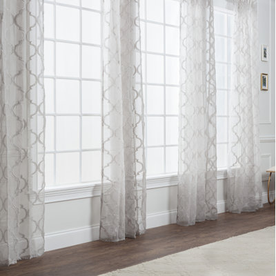 Carlena Damask Sheer Curtain Panels