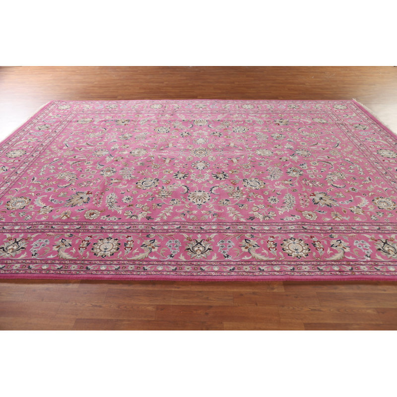 Tapis rose à motif floral All-Over 9 x 12