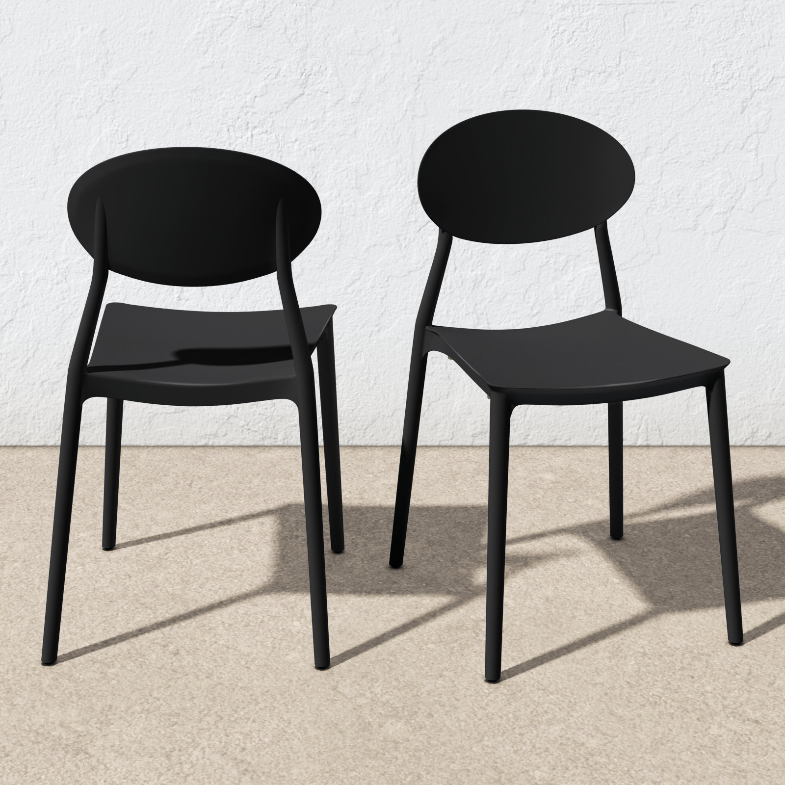 Aldric Stackable Patio Side Chair, Black