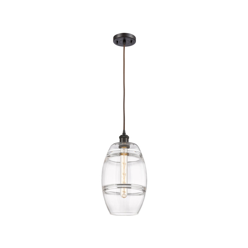 Luminaire suspendu 1 lumière Absalat, H 9,88 po x l 8 po x P 8 po, Transparent, Bronze huilé