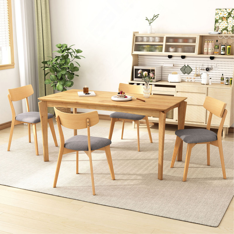 Chaises de salle à manger rembourrées Mid-Century, Gris, 4, Brun