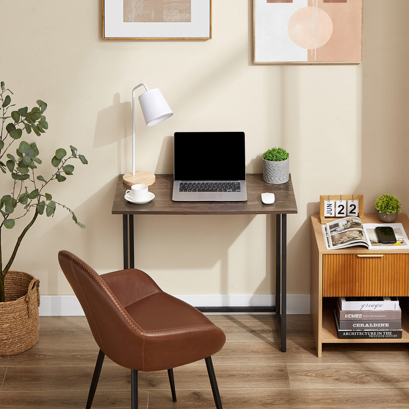 Small Folding Desk Computer Table Sturdy Steel Laptop Table Writing Workstation 31.5" Foldable Table Spaces Saving For Home Office