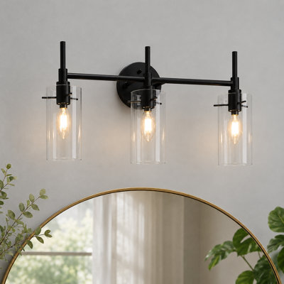 3-Light Dimmable Transparent Glass Modern Vanity Light
