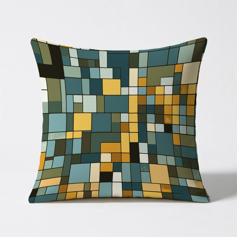 Colored Patchwork Indoor And Outdoor Throw Pillow, Square 20"