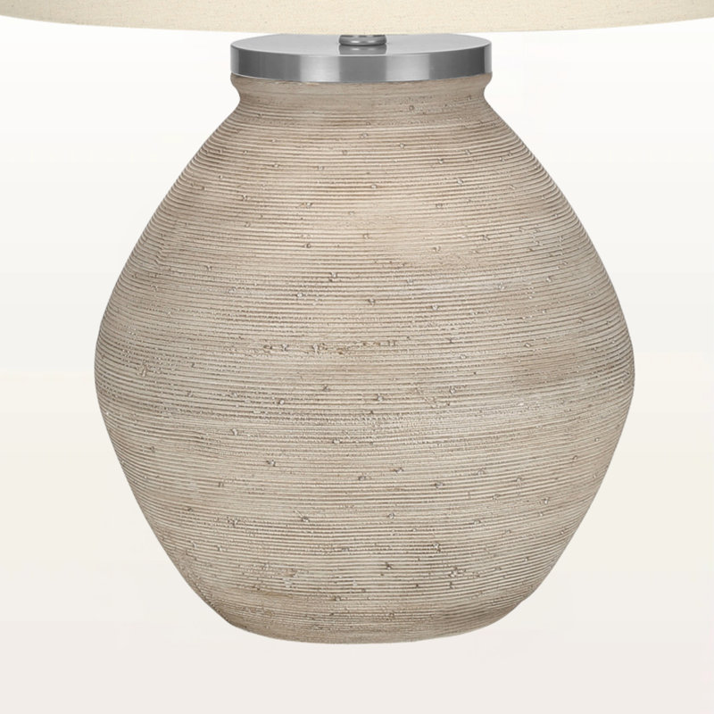 Aras Concrete & Beige Shade Metal Table Lamp, 24.77'' H X 17.78'' W X 17.78'' D