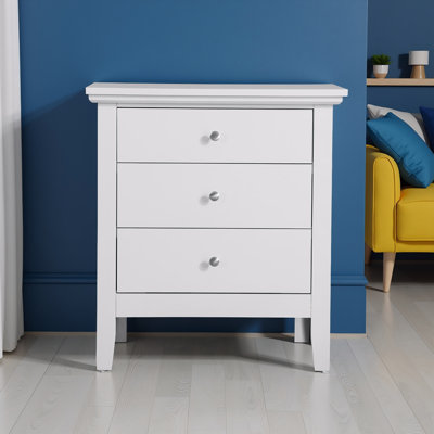 Lausanne White 3 Drawers Nightstand