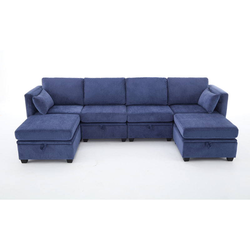 Canapé modulaire rembourré avec repose-pieds réversible Toxi, Bleu