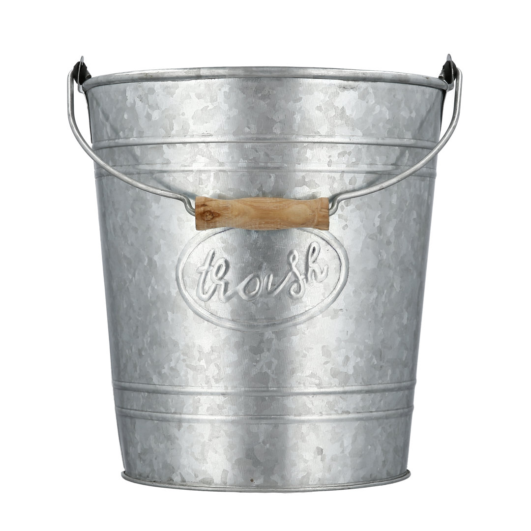 Rustic Galvanized Trash Can Waste Basket 2 Gallon Autumn Alley 