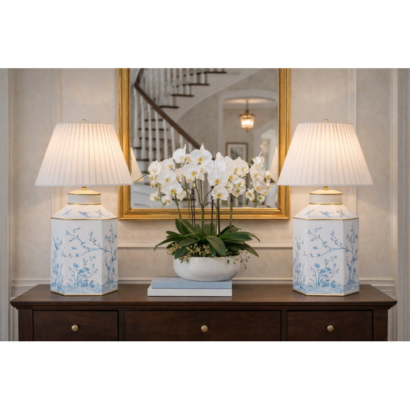 Cantle Table Lamp, Ivory/Blue