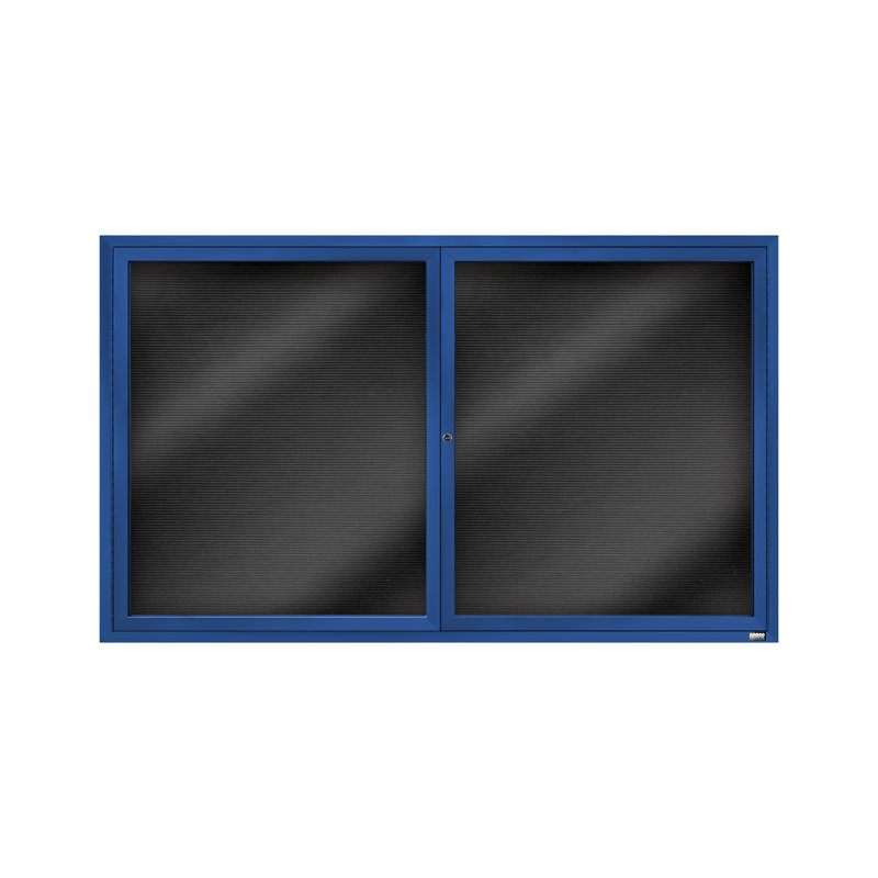Tableau d'affichage mural fermé pour armoire d'annuaire, Bleu thermolaqué, Deux, H 36 po x l 60 po