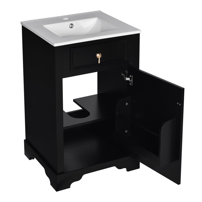Meuble-lavabo de 20 po, Noir et or