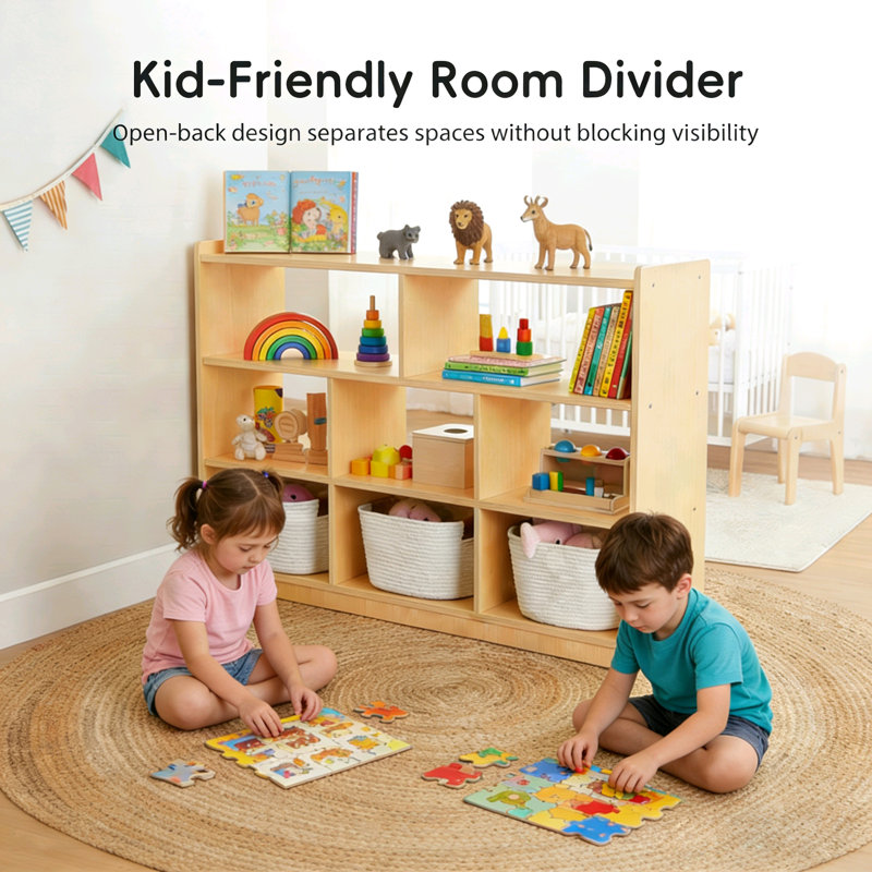 Montessori Book Shelf And Toy Storage, 8 Compartment 31.5"H X 44.6"W X 11.7"D