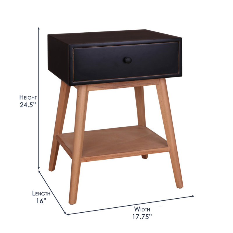 Solid Wood End Table, Black