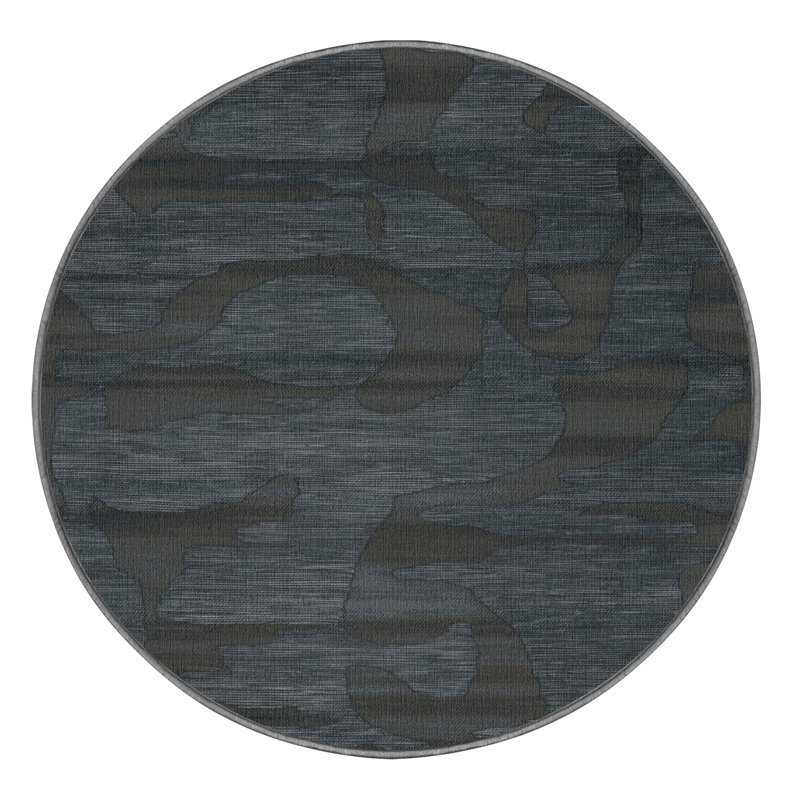 Machine Washable Abstract Gray Area Rug, Round 6'