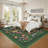 Floral Machine Washable Rug Non-Slip Farmhouse Floor Cover, Stain-Resistant Low Pile Indoor Carpet Mat for Living Room-1459605091