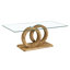 Table basse avec plateau en verre et base en bois Modern-808677057-826890846