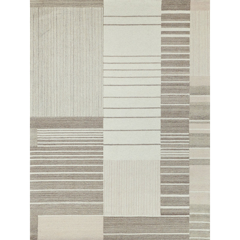 Exquisite Rugs Castine Handmade Hand-Tufted New Zealand Wool On Canvas Beige/Ivory Area Rug, Rectangle 8' x 10'