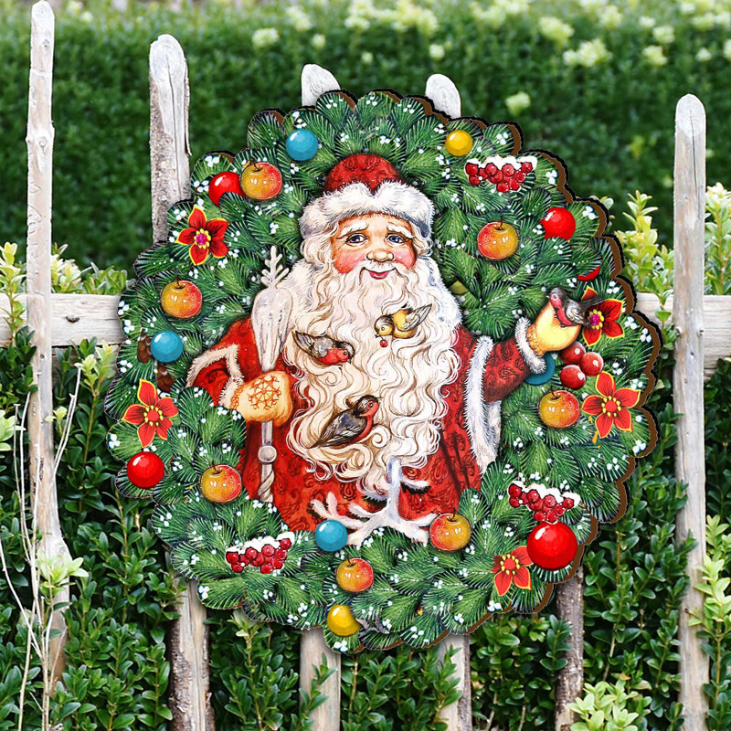 Décoration murale père Noël avec oiseaux