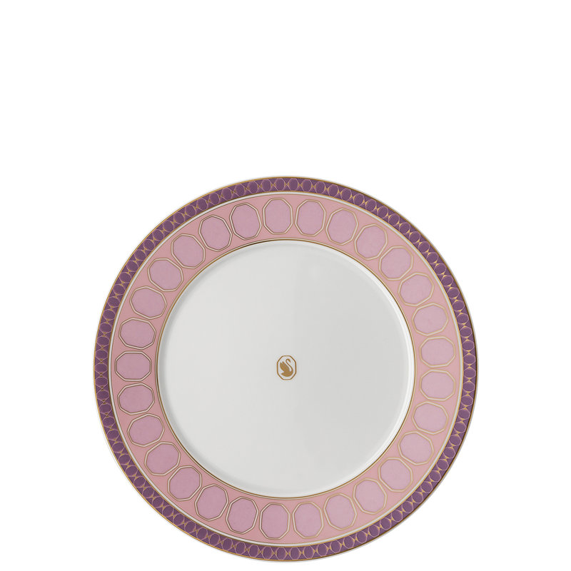 Swarovski Signum - Salad/Dessert Plate 9 In Jonquil Yellow, Pink