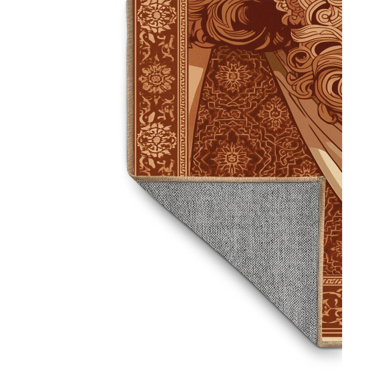 Tapis oriental classique Pittman Zeus lavable à la machine en brun - Reliure brun clair, 6x9