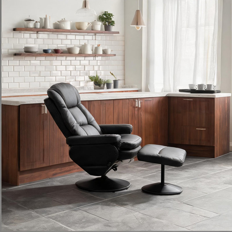 Fauteuil de bureau ergonomique massant avec repose-pieds, fauteuil de bureau inclinable en cuir PU, capacité de 130 kg, noir profond
