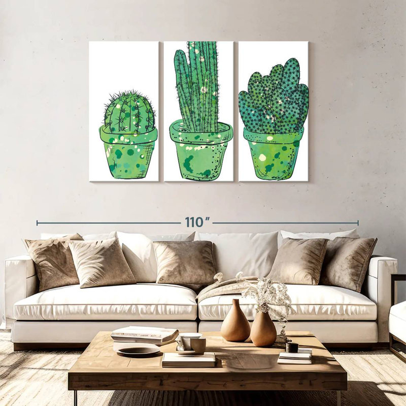 Cacti In Pots, 48" H x 74" W