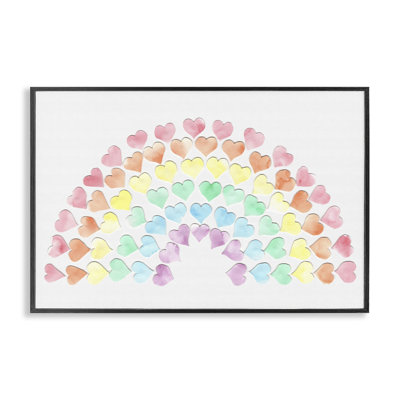 Rainbow of Hearts Black Framed Giclee Art by Connie Resch