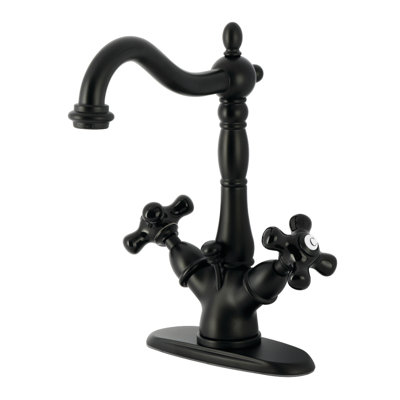 Kingston Brass Duchess Two-Handle 1-or-3 Hole Deck Mount Bathroom Faucet with Brass Pop-Up