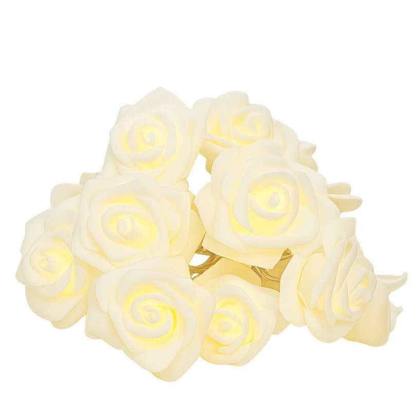  20 LED Warm White Rose String Lights – 9.5ft Soft PE Flowers for Wedding & Home Decor
