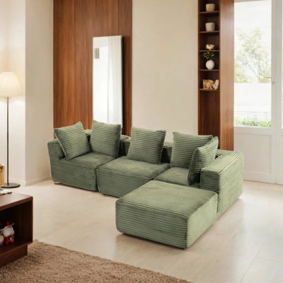 Un tissu en velours côtelé doux et durable recouvre l'ensemble modulaire.